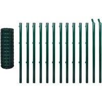 vidaXL Euro Fence Set 25x0.8m Steel Green Fencing Barrier Border Screen Post