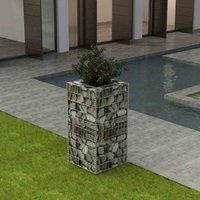 vidaXL Gabion Raised Bed in Weather-Resistant Galvanised Steel - Mesh Grid Design with High Load Capacity - Silver, 50x50x100 cm - Suitable for Garden, Lawn and Patio