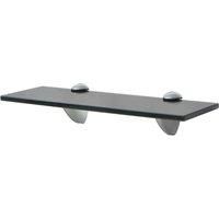 vidaXL Black Floating Shelf Glass, Modern Wall Shelf for Bedroom/Bathroom/Living Room, Easy-to-Mount, 30x20 cm Tempered Safety Glass, 10 kg Load Capacity