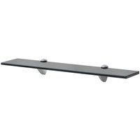 vidaXL Modern Floating Glass Wall Shelf, 60x20 cm, 8mm Black Tempered Safety Glass with Zinc Alloy Clip Brackets, Easy Installation, Maximum Load 10kg