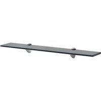 vidaXL Floating Shelf: Modern Style Tempered Safety Glass Display with Strong Zinc Alloy Clip Brackets - Black, 70x20 cm, Easy to Install