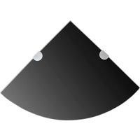 vidaXL Corner Shelf with Chrome Supports Glass Black 25x25 cm