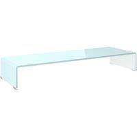 vidaXL Tempered Glass TV Stand and Monitor Riser, Green, 90x30x13cm, Streamlined Design, Suitable for Multimedia Devices, Easy to Clean