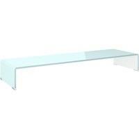 vidaXL TV Stand/Monitor Riser in Sleek Green Glass - Modern and Streamlined Design - Tempered for Strength and Safety - Easy To Clean - Space-Efficient Multimedia Storage - 100x30x13 cm