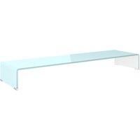 vidaXL Tempered Glass TV Stand - Versatile Media Device Riser with Extra Storage, Monitor Stand for Desktop, Ideal for Living Room and Bedroom, Modern Design, Green