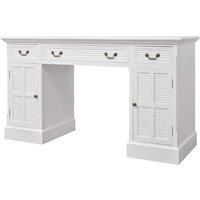 Double Pedestal Computer Desk Table Home Office Study Furniture White vidaXL
