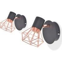 vidaXL Black and Copper Wall Lamps – Industrial Design E14 Ceiling Spot Light Fixtures, Adjustable 40W Max