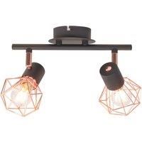 vidaXL Ceiling Lamp with 2 Spotlights E14 Black and Copper  Black