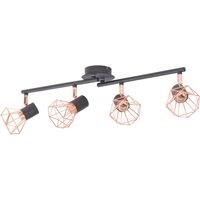 vidaXL Ceiling Lamp with 4 Spotlights E14 Black and Copper Lighting Fixture