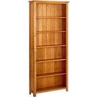 vidaXL 6-Tier Bookcase - Solid Oak Wood Freestanding Shelf - Brown - Versatile Display Unit for Home or Office - Rustic Farmhouse Style