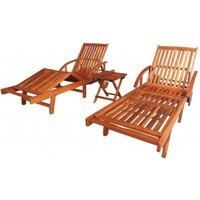 vidaXL Sun Loungers 2 pcs with Table Solid Acacia Wood