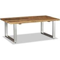 vidaXL Solid Reclaimed Wood Coffee Table with Wrought Iron Legs - Handcrafted Industrial-Style Vintage Charm, Brown, Rectangular, Multiple Uses in Living Room