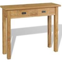 vidaXL Solid Teak Console Table with Rustic Charm for Living Room, Bedroom or Hallway, Spacious 2-Drawer Design, Brown