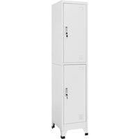 vidaXL Steel Locker Cabinet - 2 Compartments with Lockable Doors for Office, Schools and Changing Rooms, Grey
