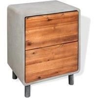 vidaXL Nightstand Concrete Solid Acacia Wood 40x30x50 cm