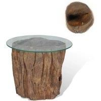 Teak Coffee Table Glass Tabletop 50x40cm End Living Room Furniture vidaXL