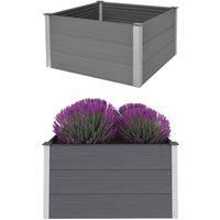 vidaXL Garden Raised Bed in Grey - Durable Wood-Plastic Composite with Aluminium - 100x100x54 cm, Weather Resistant, Easy Assembly