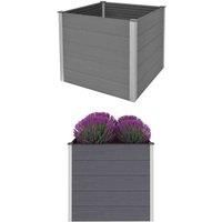 vidaXL Garden Raised Bed, Large Square Planter, Stylish Grey Colour, Outdoor Planter Made of Weather-Resistant Wood-Plastic Composite (WPC), Easy to Assemble, 100x100x91 cm