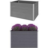 vidaXL Resistant Garden Raised Bed - Grey WPC and Aluminium Outdoor Planter for Flowers/Plants - Spacious, Durable, and Stylish - 150x100x91 cm