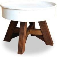 Vidaxl Coffee Table Solid Reclaimed Wood 60X45 Cm White, White