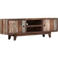 vidaXL Vintage Solid Acacia Wood TV Cabinet - Handcrafted Storage Unit with Cable Outlet - Easy-to-Assemble - Brown
