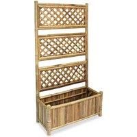 vidaXL Garden Raised Bed with Trellis, Bamboo Outdoor Planter Rack, Weather-Resistant, Easy to Assemble, For Patio/Balcony, 70 x 30 x 135 cm, Tropical Flair