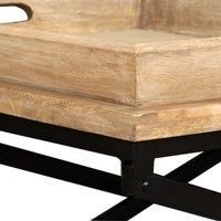 vidaXL Solid Mango Wood Coffee Table - Brown, Industrial Style, Removable Trays, Easy Assembly, 110x55x42 cm, for Living Room/Office
