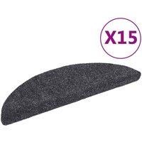 Vidaxl 15Pcs Self-adhesive Stair Mats Needle Punch 56X17X3Cm Dark Grey