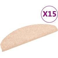 vidaXL 15 Pieces Brown Self-adhesive Stair Mats - Rectangular Needle Punch Stairway Protection - Noise Reducing, Reusable and Washable.