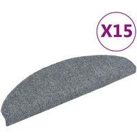 vidaXL 15-Pack Rectangular Self-Adhesive Stair Mats, Durable Polypropylene, Light Grey, Non-Slip, Sound Dampening, Easy Installation, 65x21x4 cm, Ideal for Home/Office/Lounge