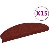 vidaXL Vibrant Red Self-adhesive Stair Mats - Set of 15, Needle punch Fabric, Sound Dampening, Warm and Comfortable, Easy to Clean, Ideal for Home Decor