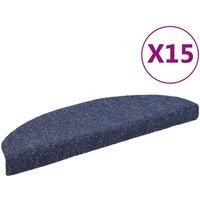 vidaXL 15 pcs Self-adhesive Stair Mats Needle Punch 65x21x4 cm Blue