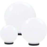 vidaXL LED Bowl Lamp Set 3 Piece Spherical 20/30/40cm PMMA Outdoor Lighting