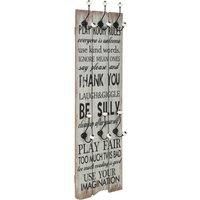 vidaXL Versatile Wall-Mounted Coat Rack with 6 Hooks, Vintage Style Print, Durable MDF and Metal Construction - 120x40 cm Size, Easy to Assemble, Perfect for Coats, Bags, Scarves and Hats.