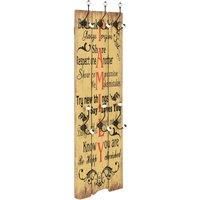vidaXL Wall-mounted Coat Rack - 6 Hooks, 120x40cm FAMILY Board Hanger Holder, Vintage-Style MDF, Multicolour