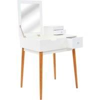vidaXL Modern Dressing Table with Mirror and Jewelry Storage, MDF Wood Construction with Sturdy Wooden Legs, Perfect for Bedroom or Changing Room