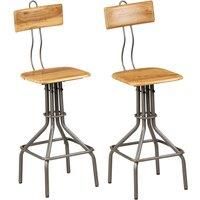 vidaXL Reclaimed Teak Bar Chairs - Industrial Solid Wood Stools for Kitchen/Dining, 41x51x102 cm, Set of 2