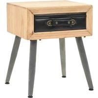 vidaXL Solid Fir Wood Bedside Table with Suitcase-Inspired Drawer - 43x38x50cm Retro Brown Nightstand for Bedroom Storage, Easy to Assemble