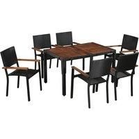 Solid Acacia Wood and Poly Rattan Outdoor Dining Set 5/7/9pcs Furniture vidaXL