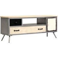 vidaXL TV Cabinet Solid Mango Wood and Steel 120x30x45 cm