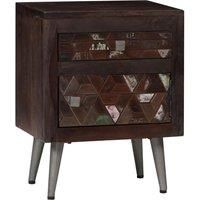 vidaXL Reclaimed Wood Bedside Cabinet with Steel Legs - Rustic Brown Nightstand with Drawer and Side Compartment - Ideal for Bedroom Living Room Decor