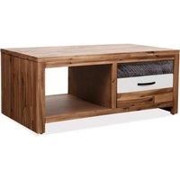 vidaXL Rectangular Acacia Wood Coffee Table with Storage Shelf and Drawer, Suitable for Living Room