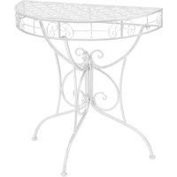 vidaXL Half-Round Silver Metal Side Table for Indoor Decor - Durable and Easy to Assemble Vintage-Style Side Console for Living Rooms, Bedrooms, or Offices