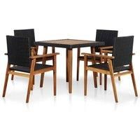 Outdoor Dining Set 5pcs Poly Rattan Black and Brown Garden Table Chair vidaXL