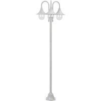 Vidaxl Garden Post Light E27 220 cm Aluminium 3-lantern White