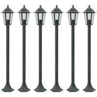 vidaXL 6X Garden Post Lights E27 110cm Aluminium Dark Green Patio Lamp Lantern