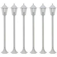 vidaXL 6X Garden Post Lights E27 110cm Aluminium White Patio Lamp Lantern