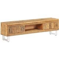 vidaXL Solid Reclaimed Wood TV Stand - Industrial Retro-Style TV Cabinet with Steel Legs – Brown – 140x30x40 cm