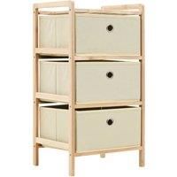 vidaXL Cedar Wood Storage Rack with 3 Nonwoven Fabric Basket Drawers - Lightweight, Easy Assembly, Functional, Compact Storage Solution for Modern Home Interiors - Beige
