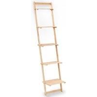 vidaXL Beige Ladder Wall Shelf - Solid Cedar Wood Freestanding Storage Rack for Living Room/Bedroom, 41.5x30x176cm, Tiered Display Unit